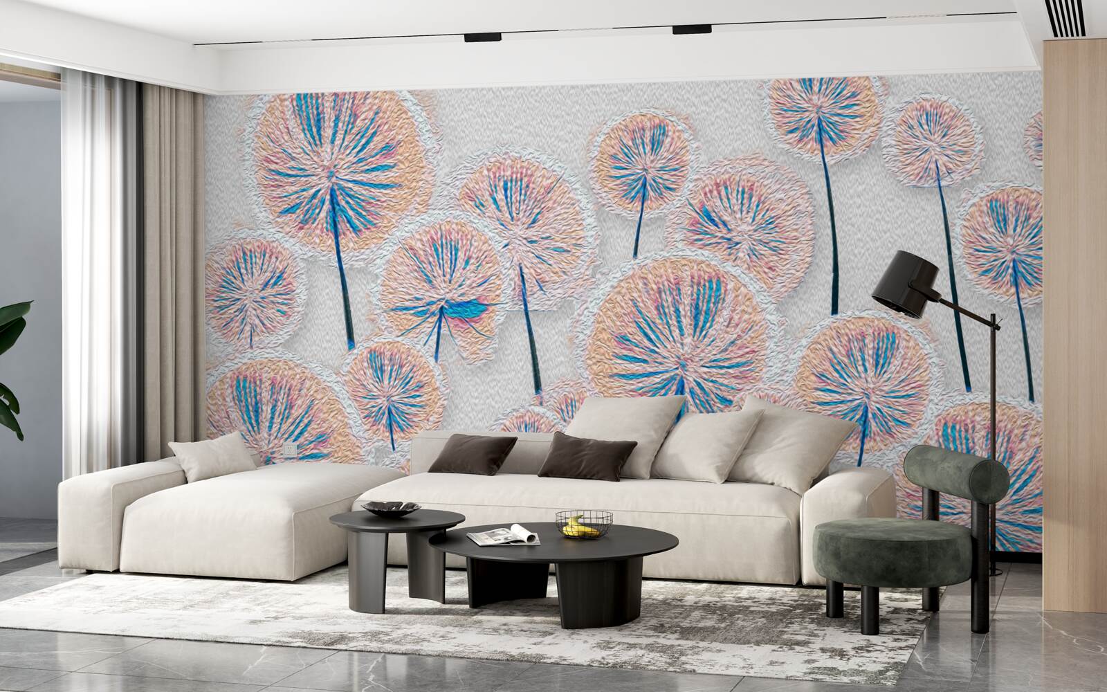 Fototapeta púpava vo vrcholnom období kvitnutia