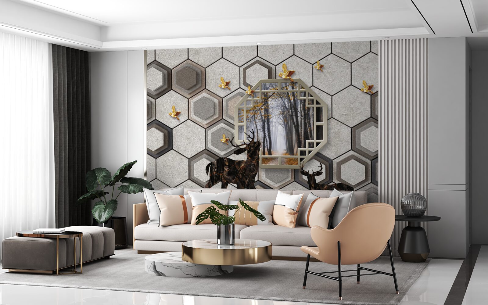 Fototapeta jeleň na pozadí lesa vytvorený pomocou mozaiky