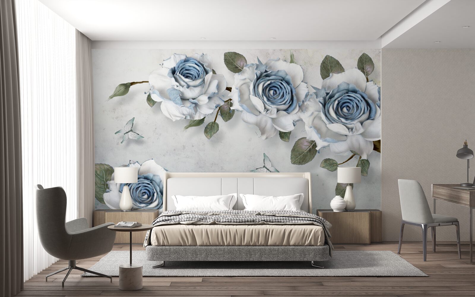 Fototapeta pôsobivé snehobiele púčiky s modrým stredom