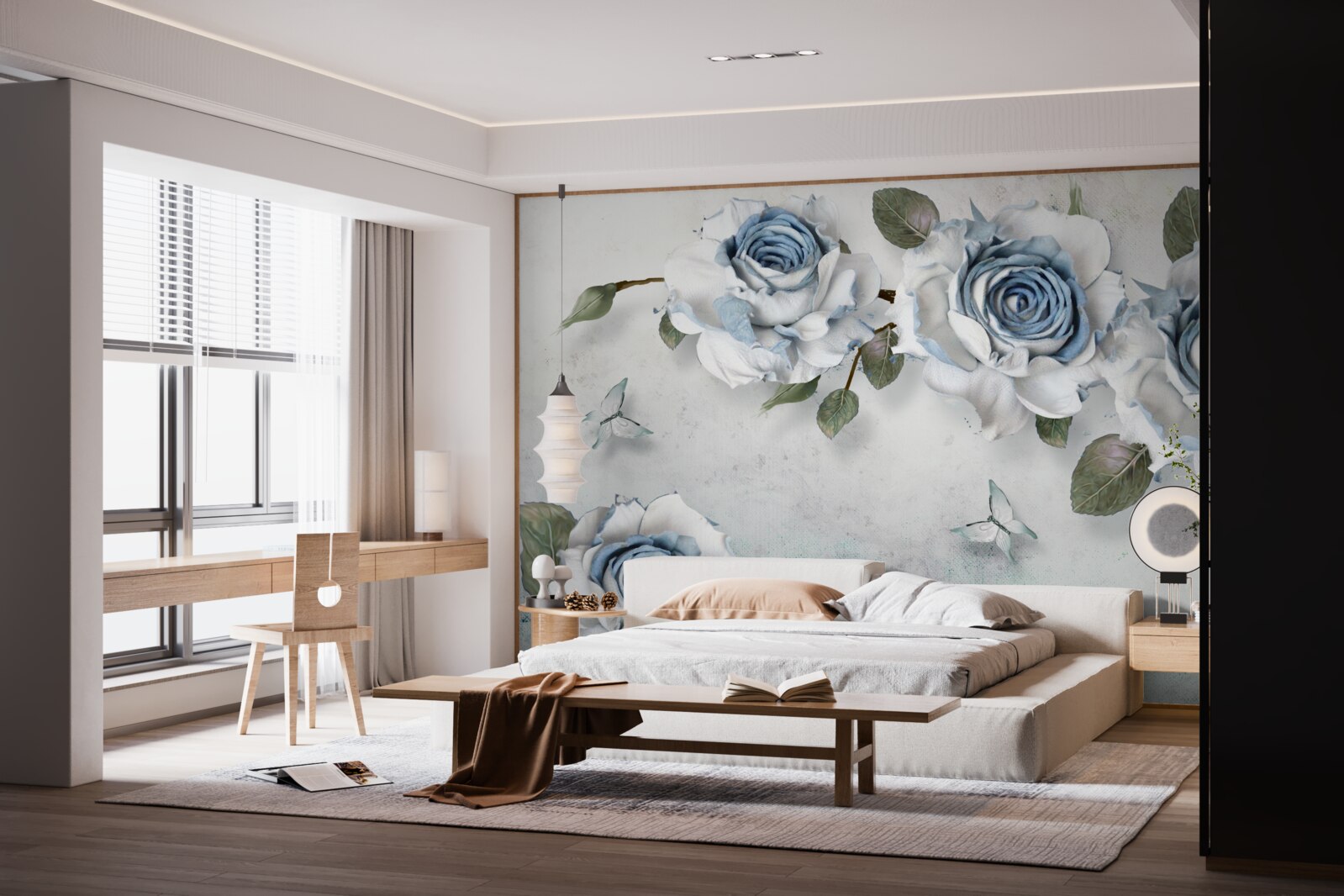 Fototapeta pôsobivé snehobiele púčiky s modrým stredom