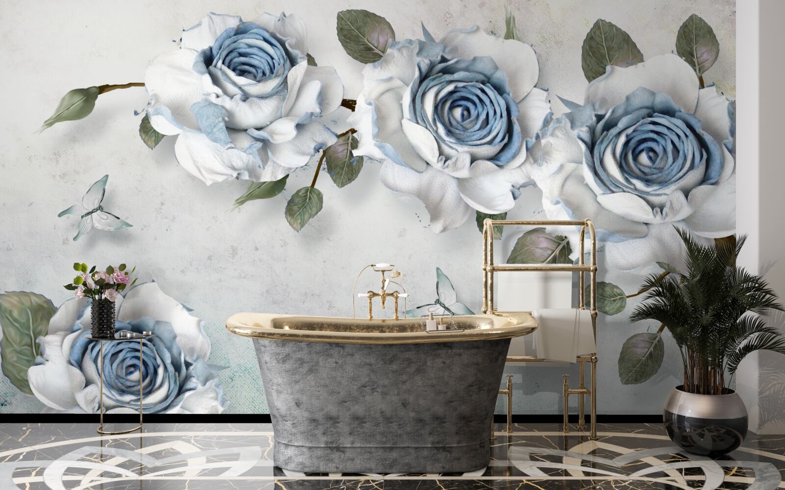 Fototapeta pôsobivé snehobiele púčiky s modrým stredom