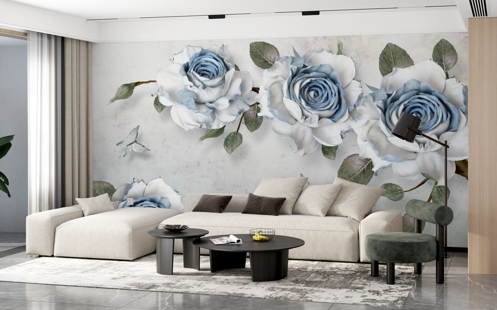 Fototapeta pôsobivé snehobiele púčiky s modrým stredom