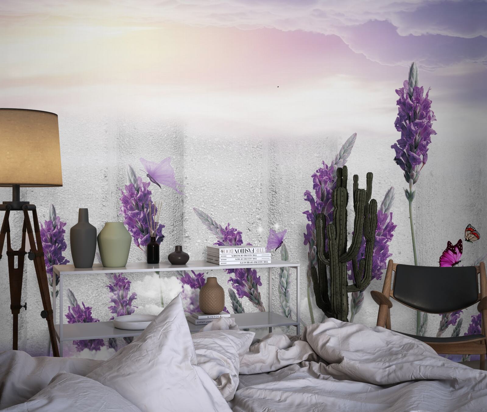 Fototapeta nebeské pozadie s abstraktnými levanduľovými odtieňmi