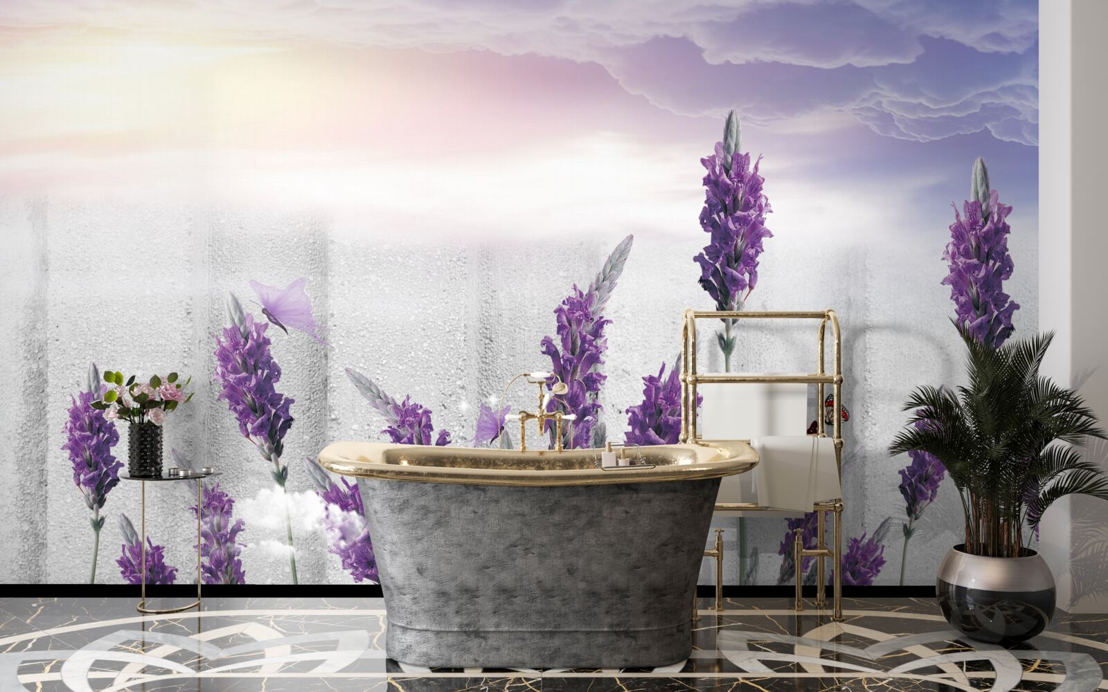 Fototapeta nebeské pozadie s abstraktnými levanduľovými odtieňmi