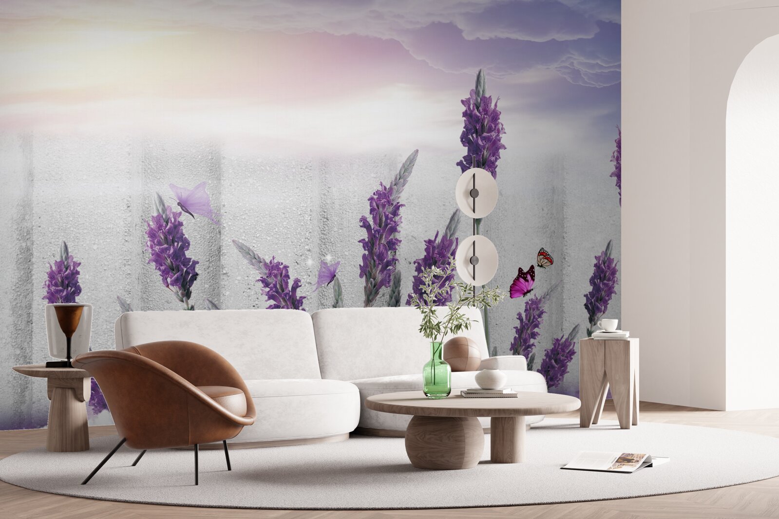 Fototapeta nebeské pozadie s abstraktnými levanduľovými odtieňmi