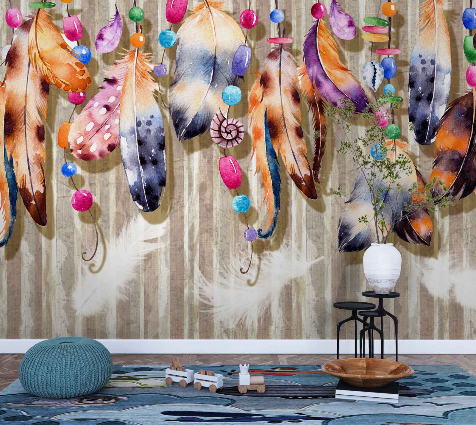 Fototapeta nezvyčajné perie rôznych farieb