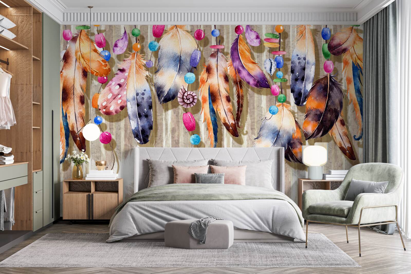 Fototapeta nezvyčajné perie rôznych farieb