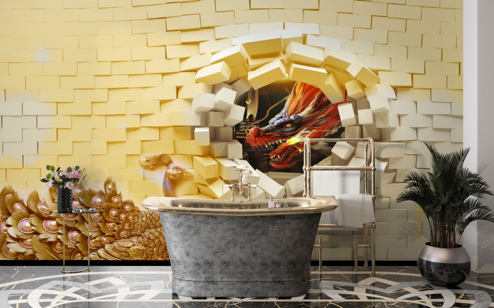 Fototapeta Múr je zničený pávom