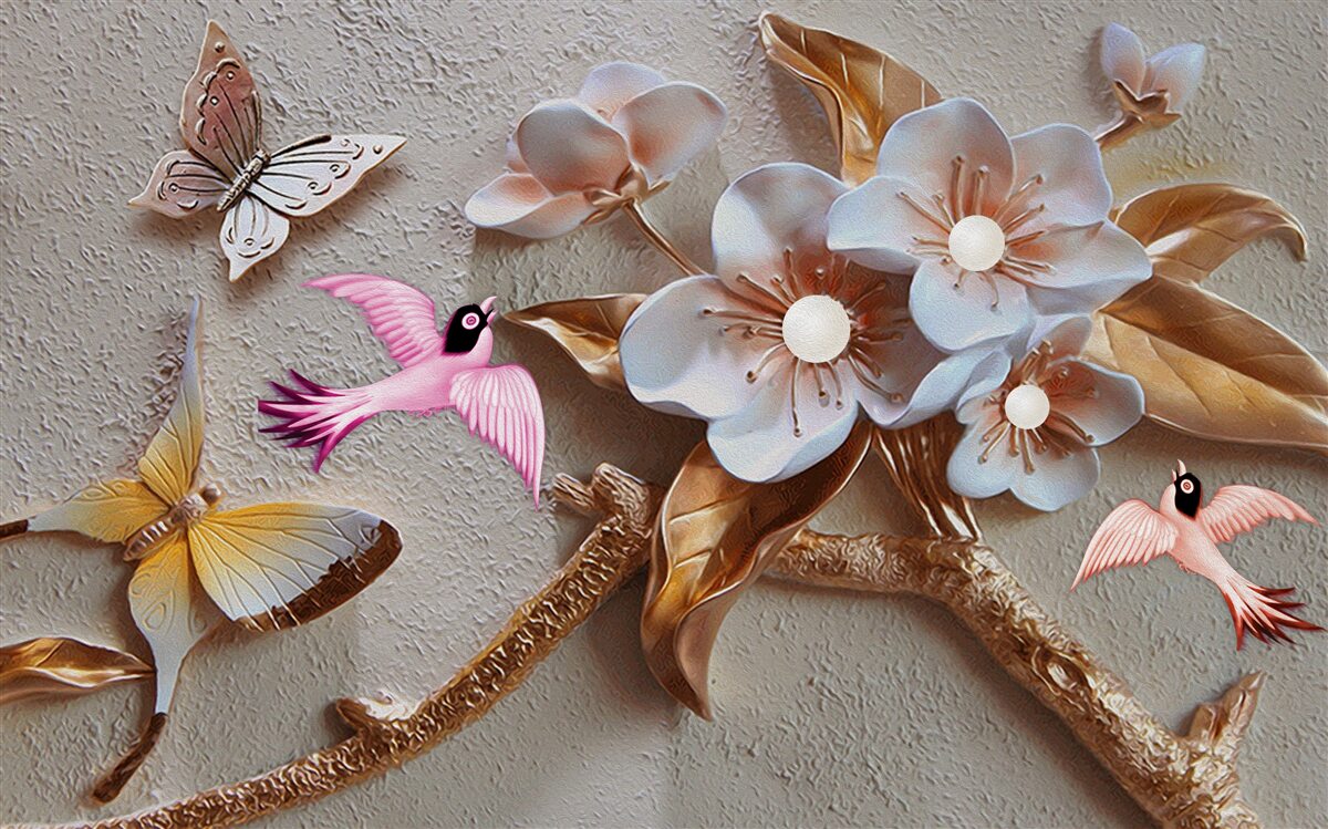 Fototapeta kvety prinášajú radosť motýľom a lastovičkám