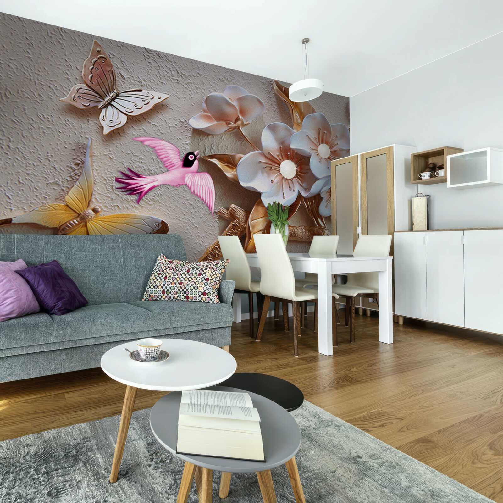 Fototapeta kvety prinášajú radosť motýľom a lastovičkám