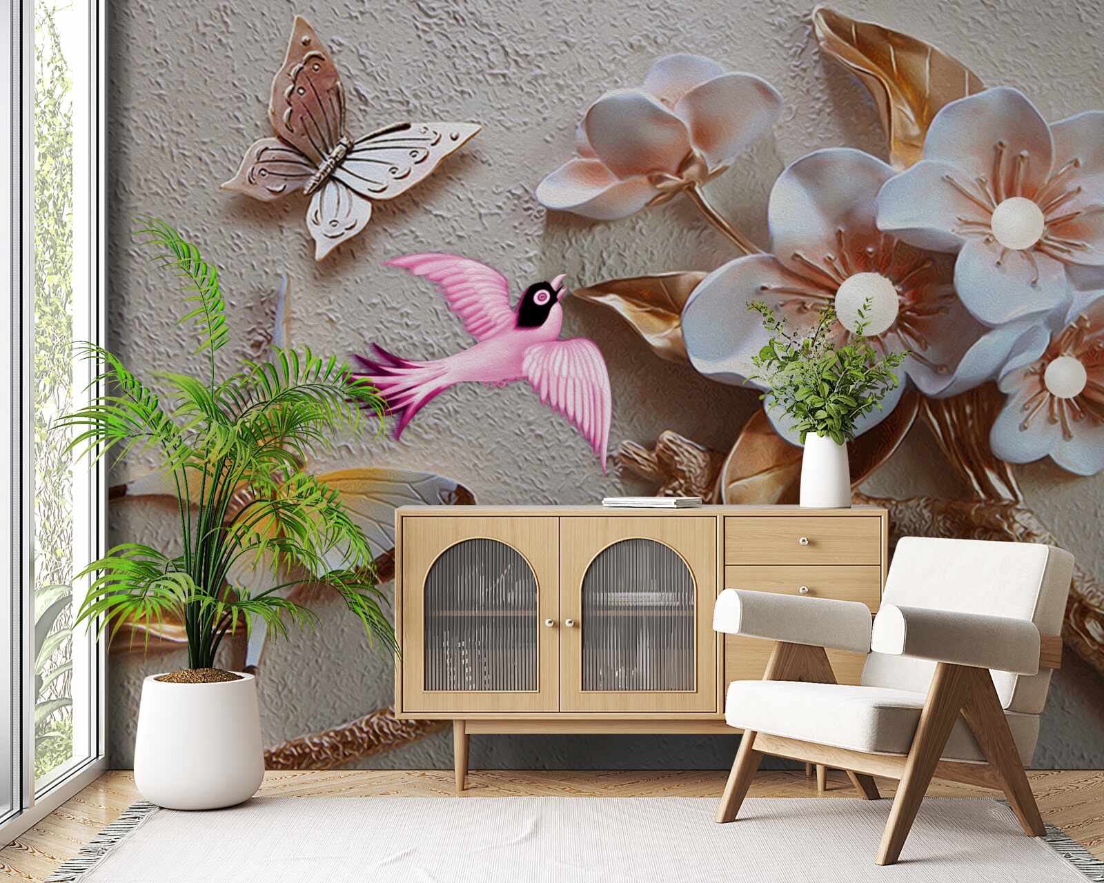 Fototapeta kvety prinášajú radosť motýľom a lastovičkám