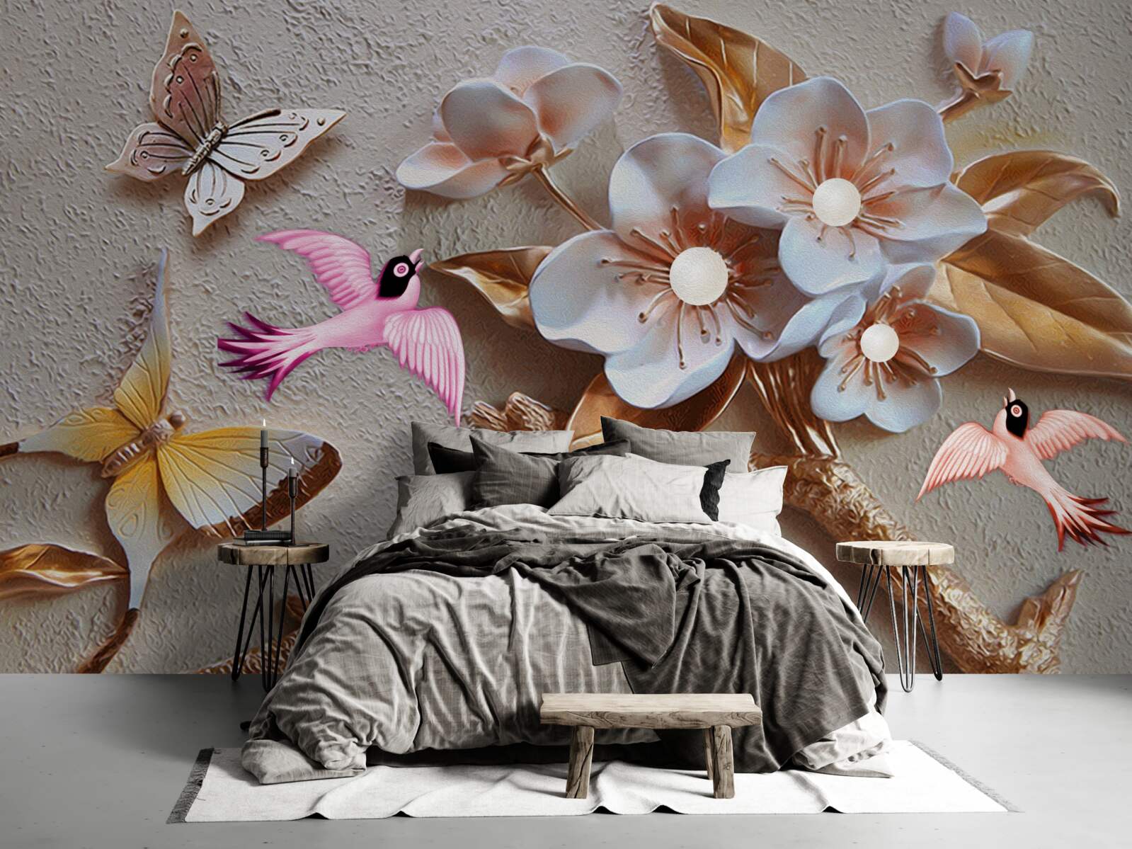 Fototapeta kvety prinášajú radosť motýľom a lastovičkám