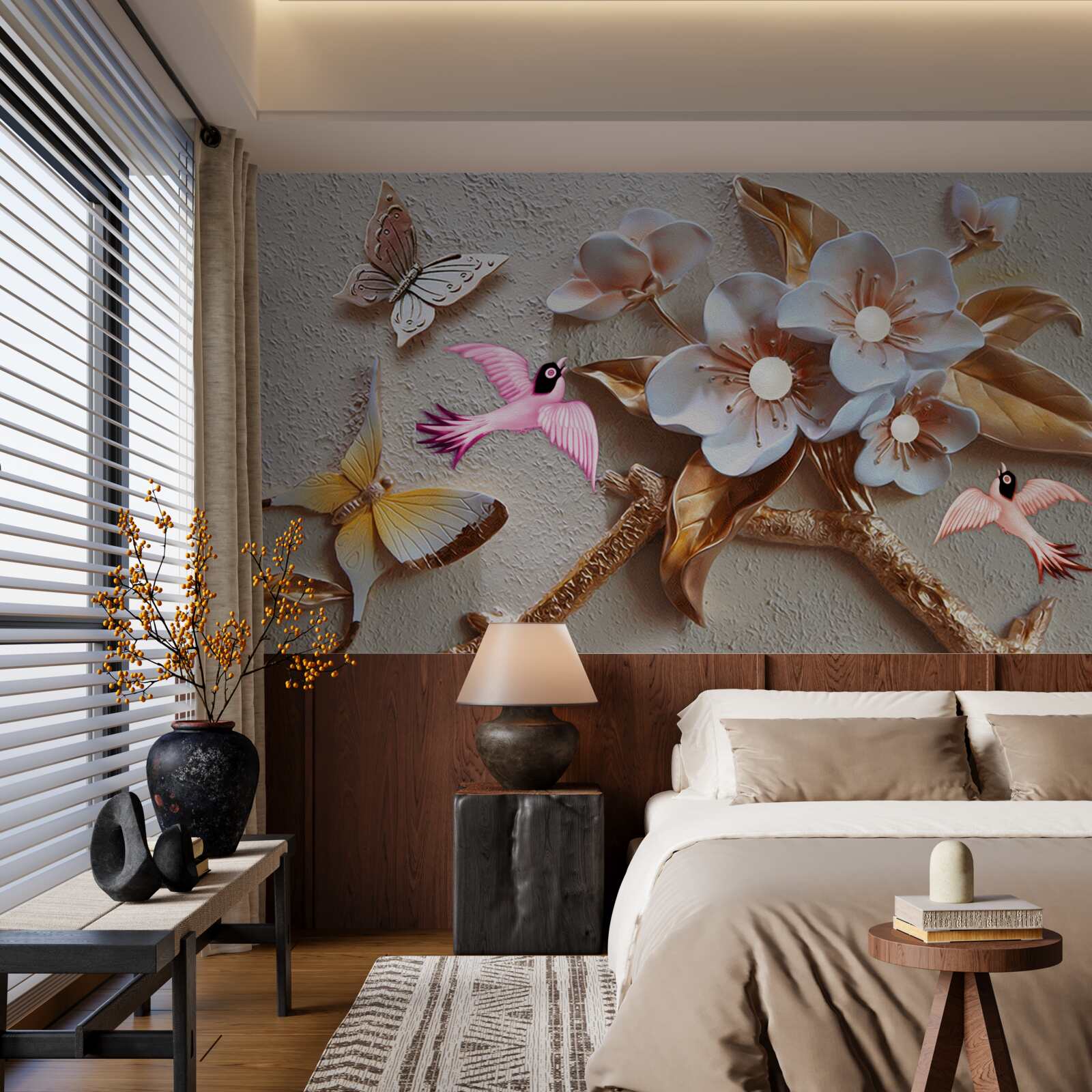 Fototapeta kvety prinášajú radosť motýľom a lastovičkám