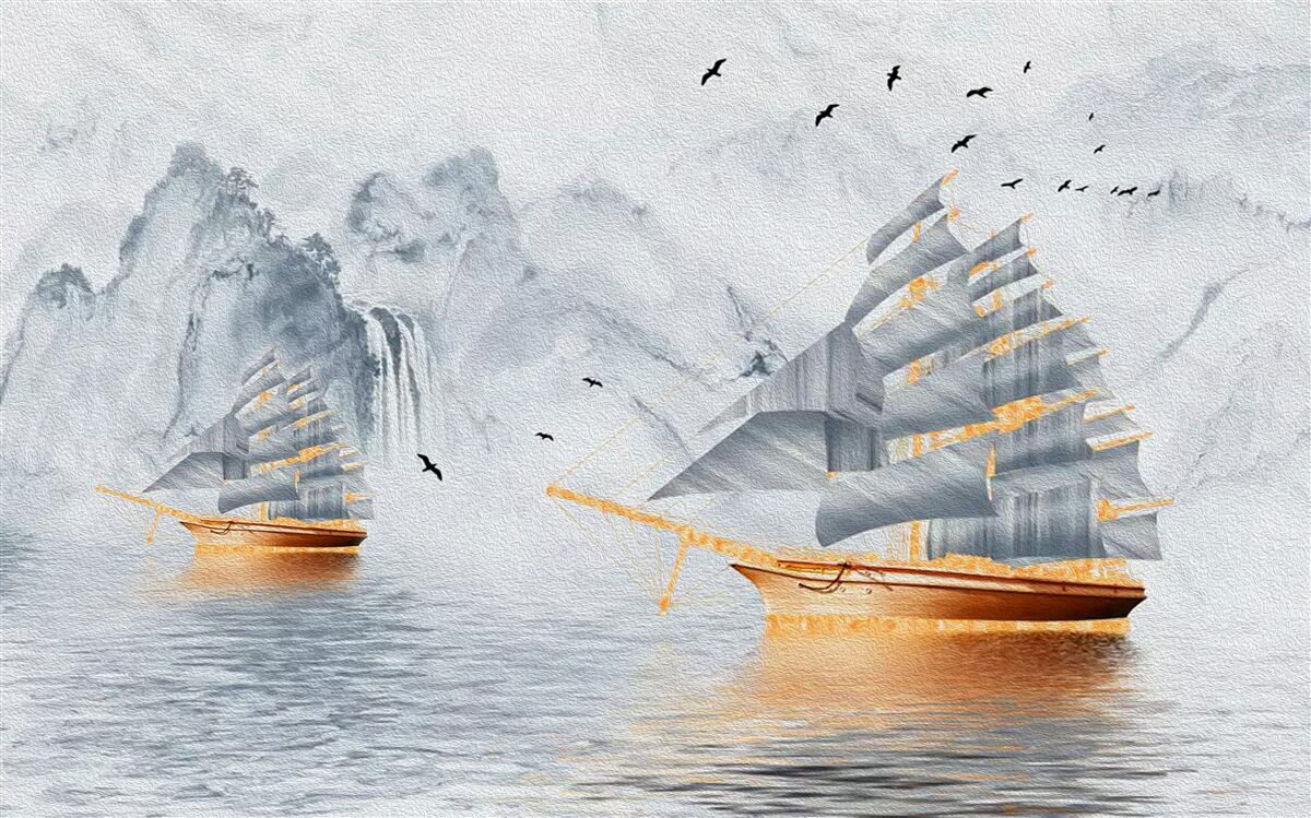 Fototapeta z prístavu odchádza malebná plachetnica