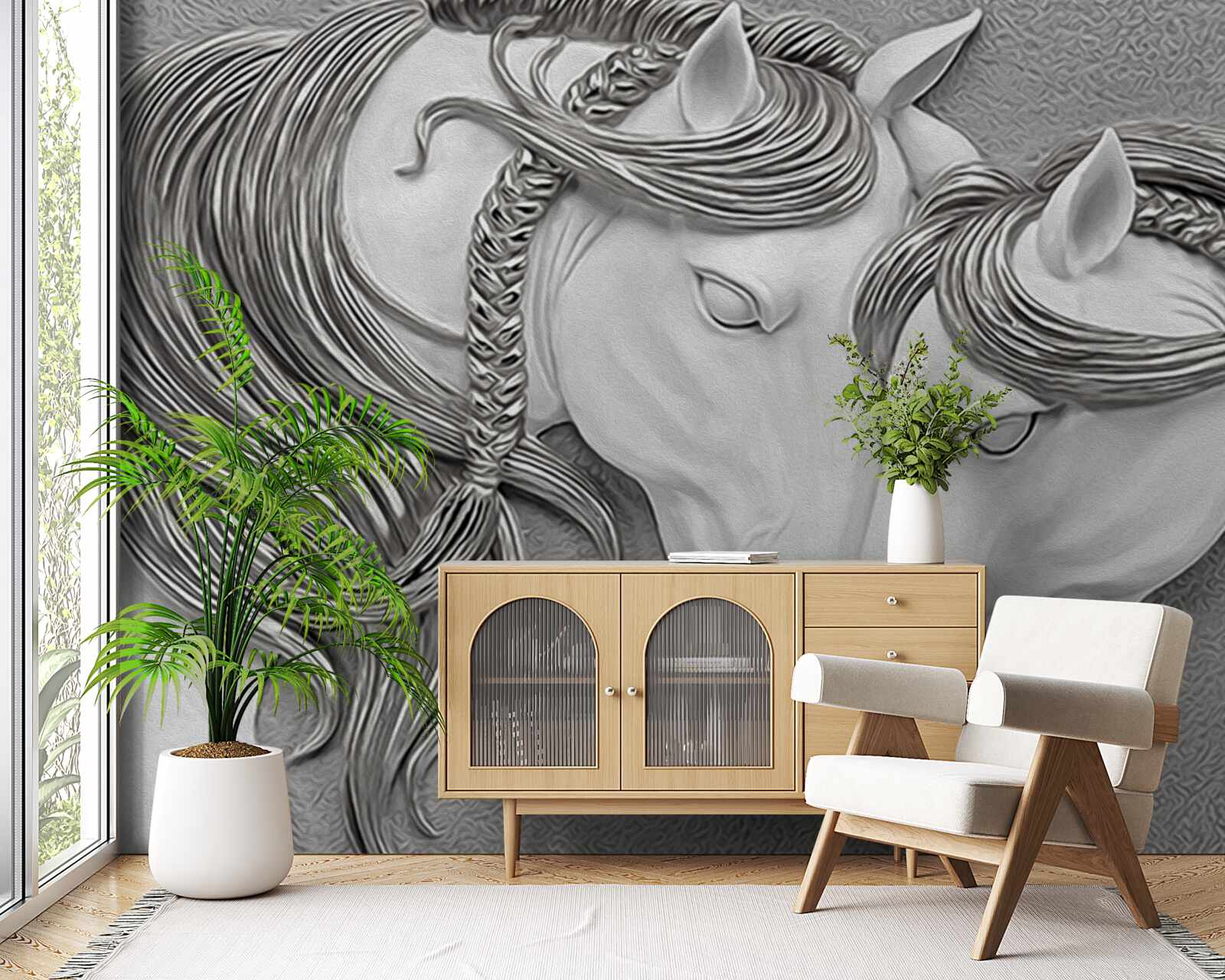 Fototapeta basreliéf zobrazujúci zamilované kone