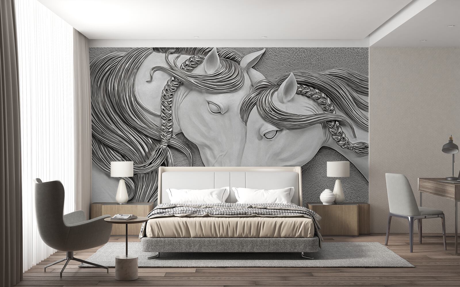 Fototapeta basreliéf zobrazujúci zamilované kone