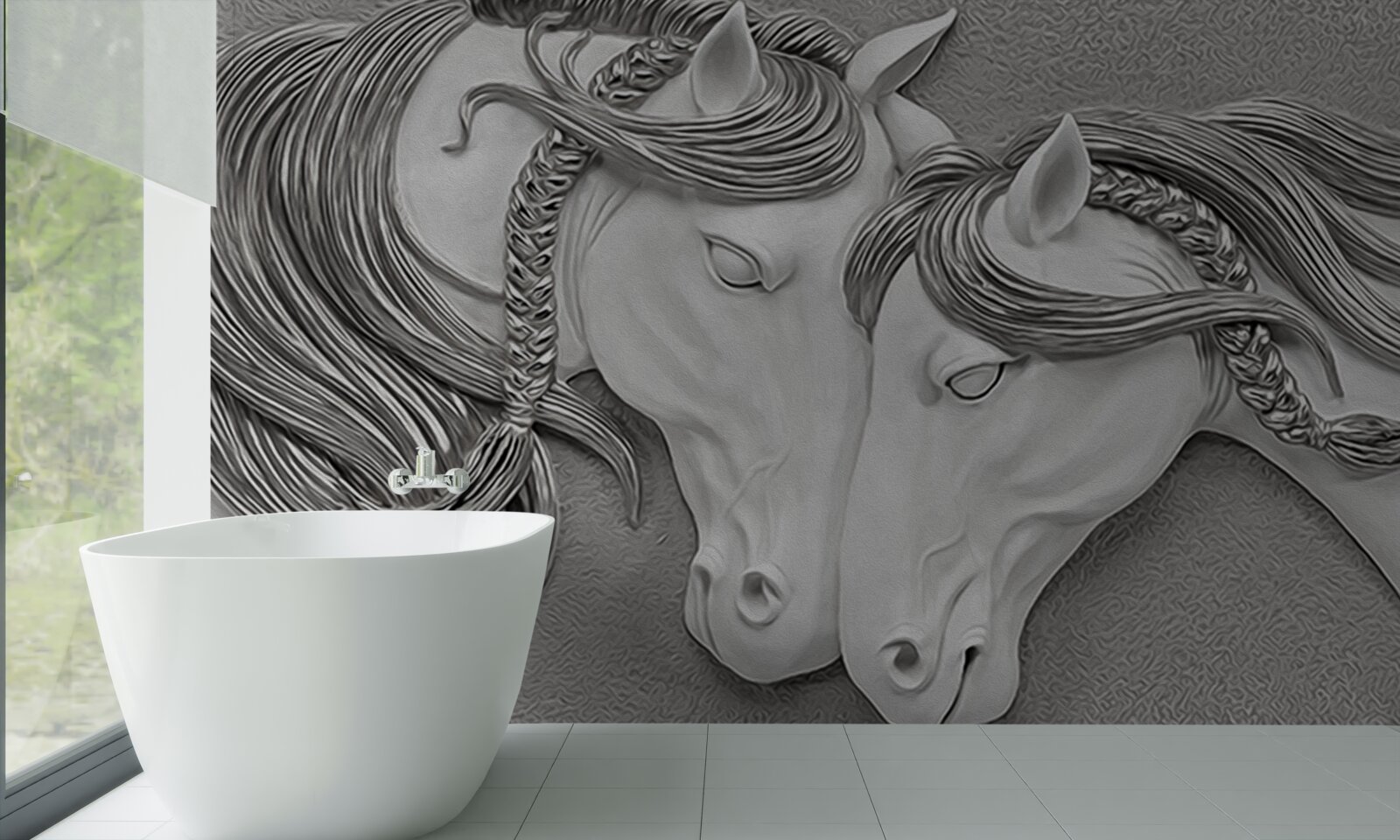 Fototapeta basreliéf zobrazujúci zamilované kone