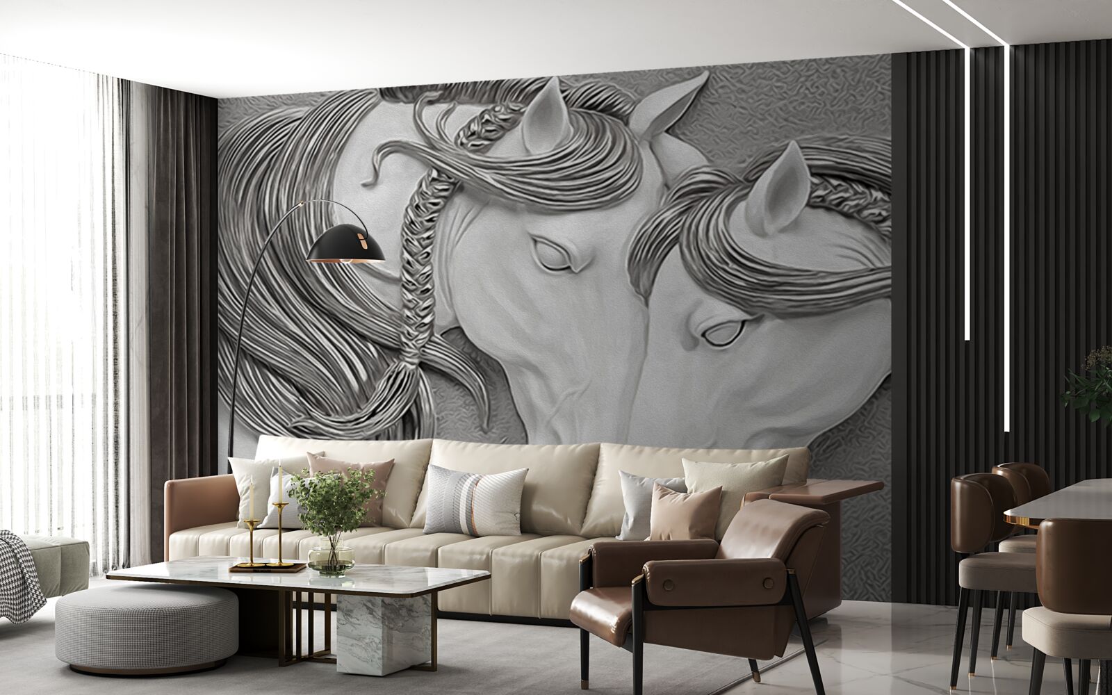 Fototapeta basreliéf zobrazujúci zamilované kone