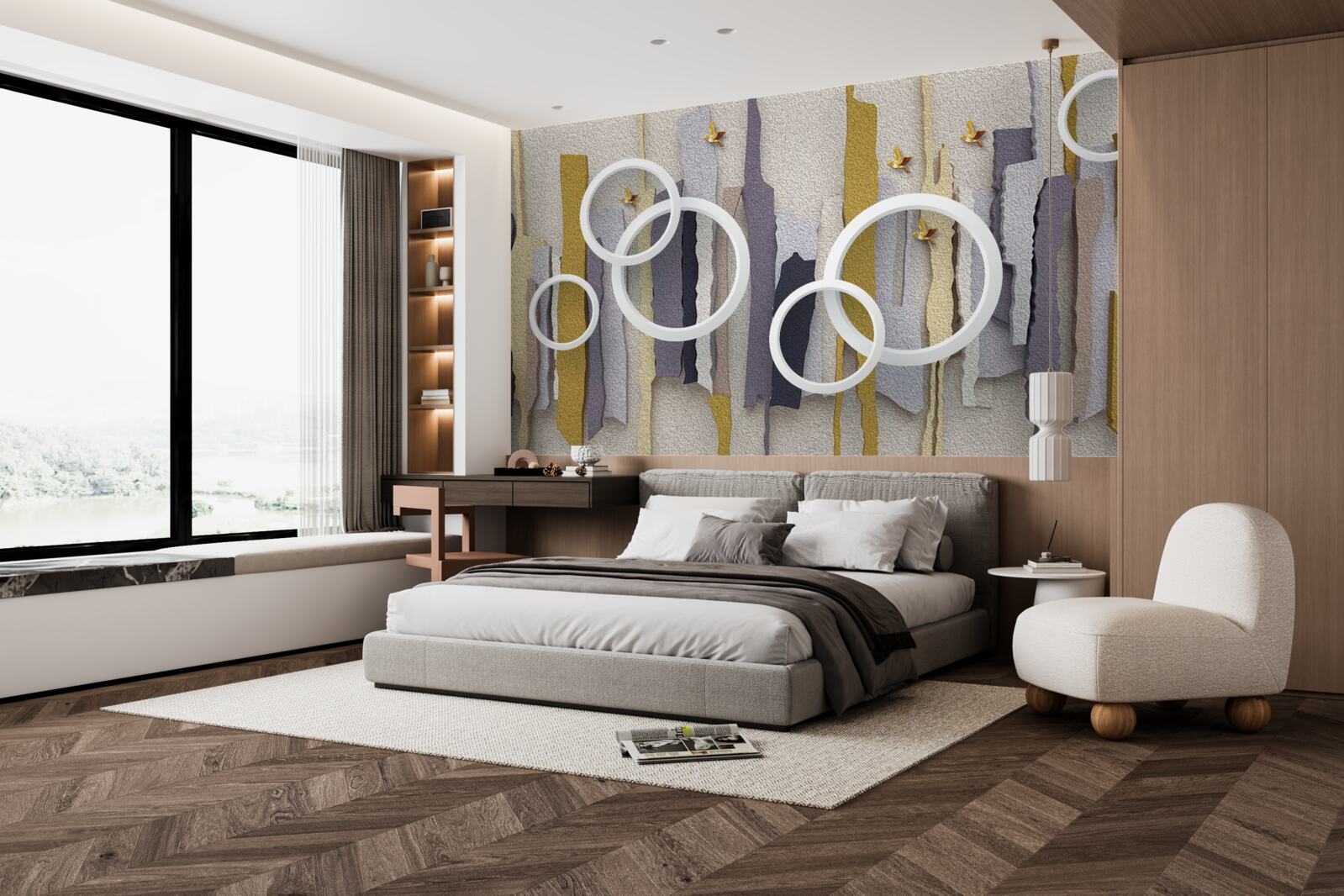 Fototapeta abstraktné pozadie s bielymi kruhmi