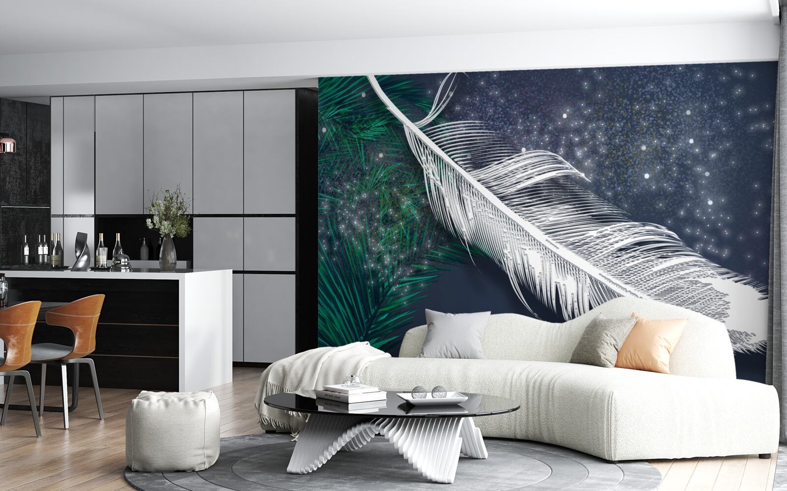 Fototapeta objemové snehovo biele perie