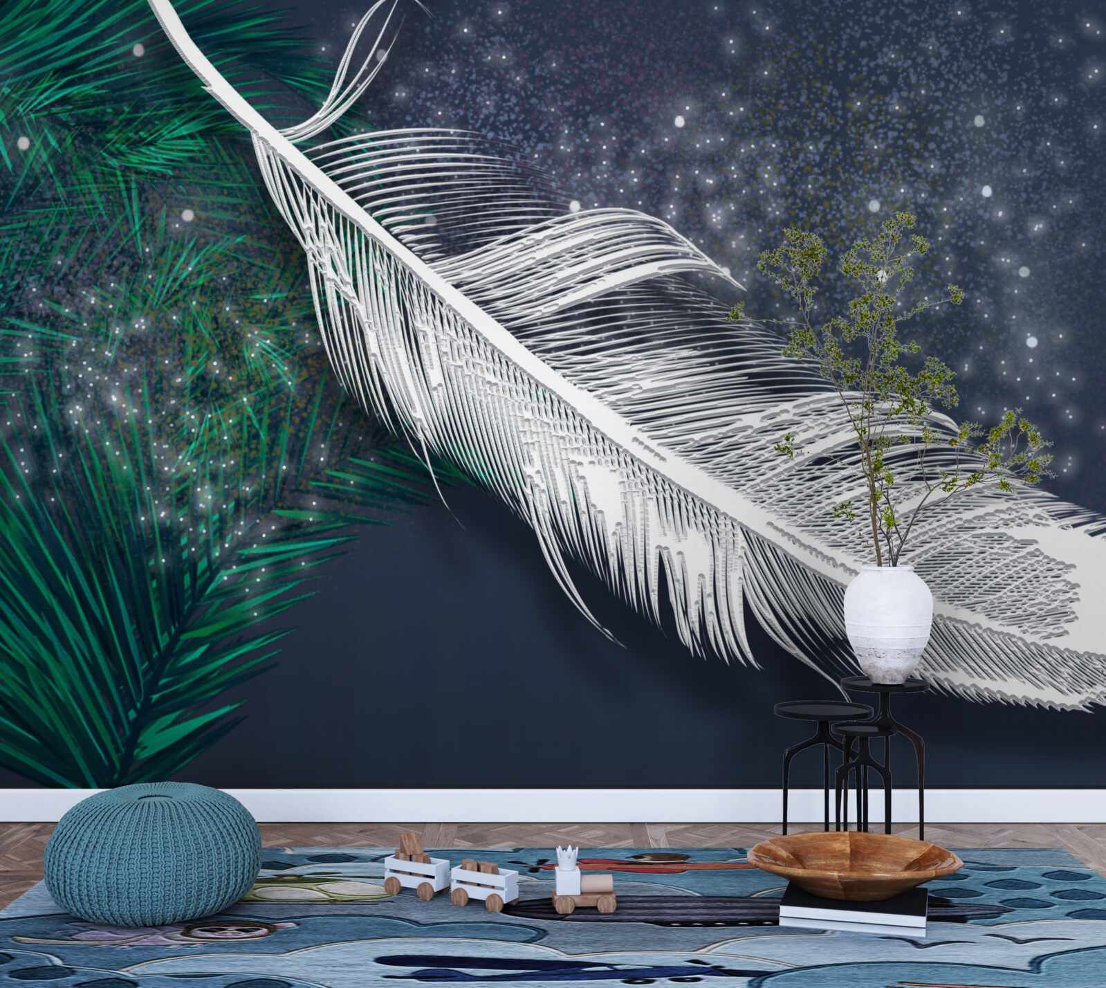 Fototapeta objemové snehovo biele perie