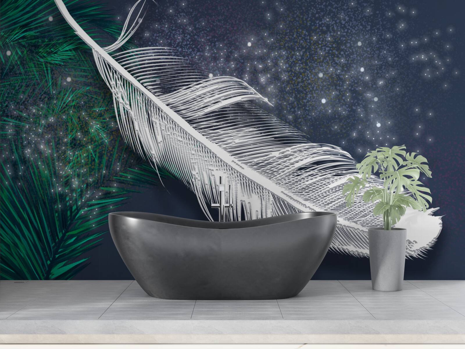 Fototapeta objemové snehovo biele perie