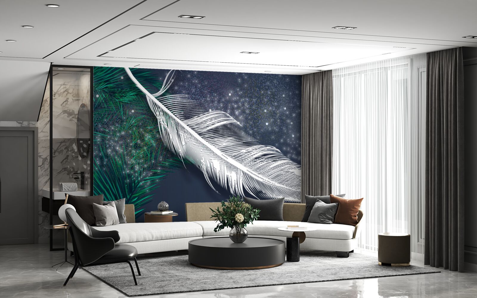 Fototapeta objemové snehovo biele perie