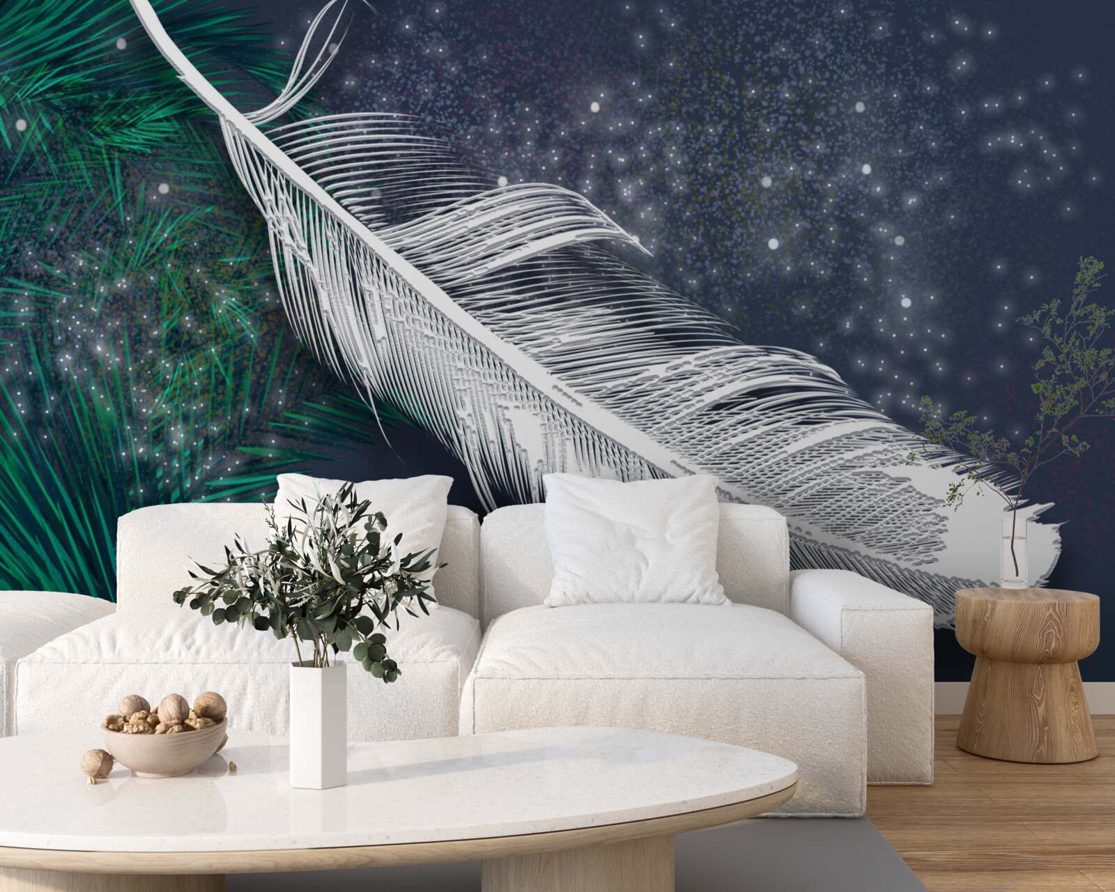 Fototapeta objemové snehovo biele perie