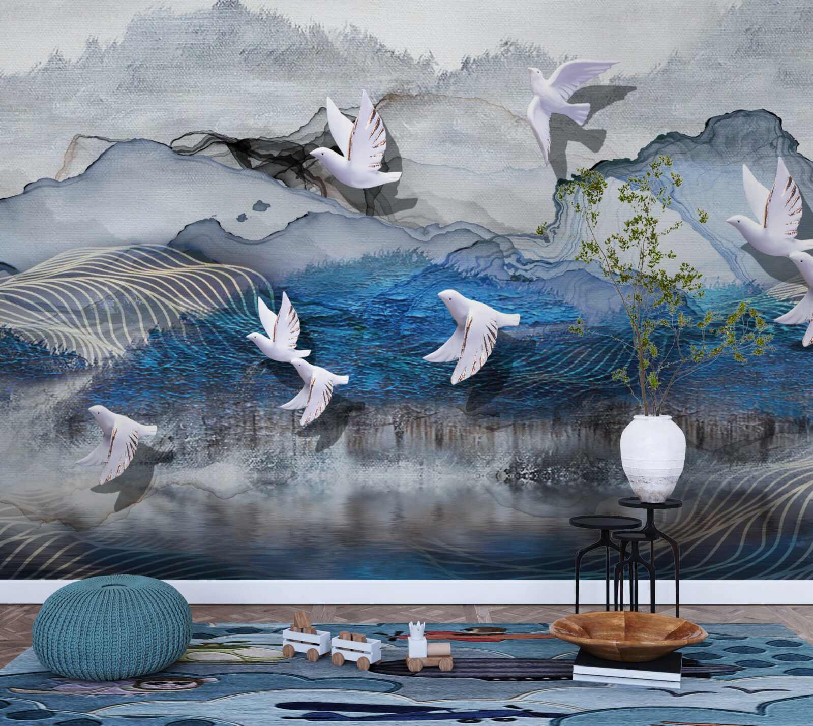 Fototapeta Labute lietajú nad búrkou