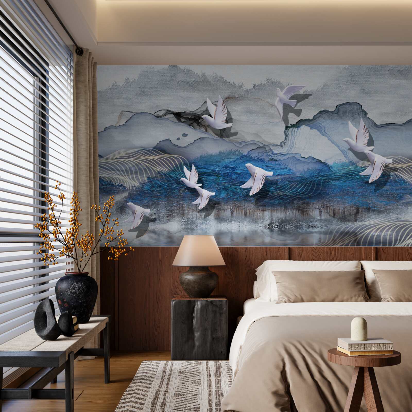 Fototapeta Labute lietajú nad búrkou