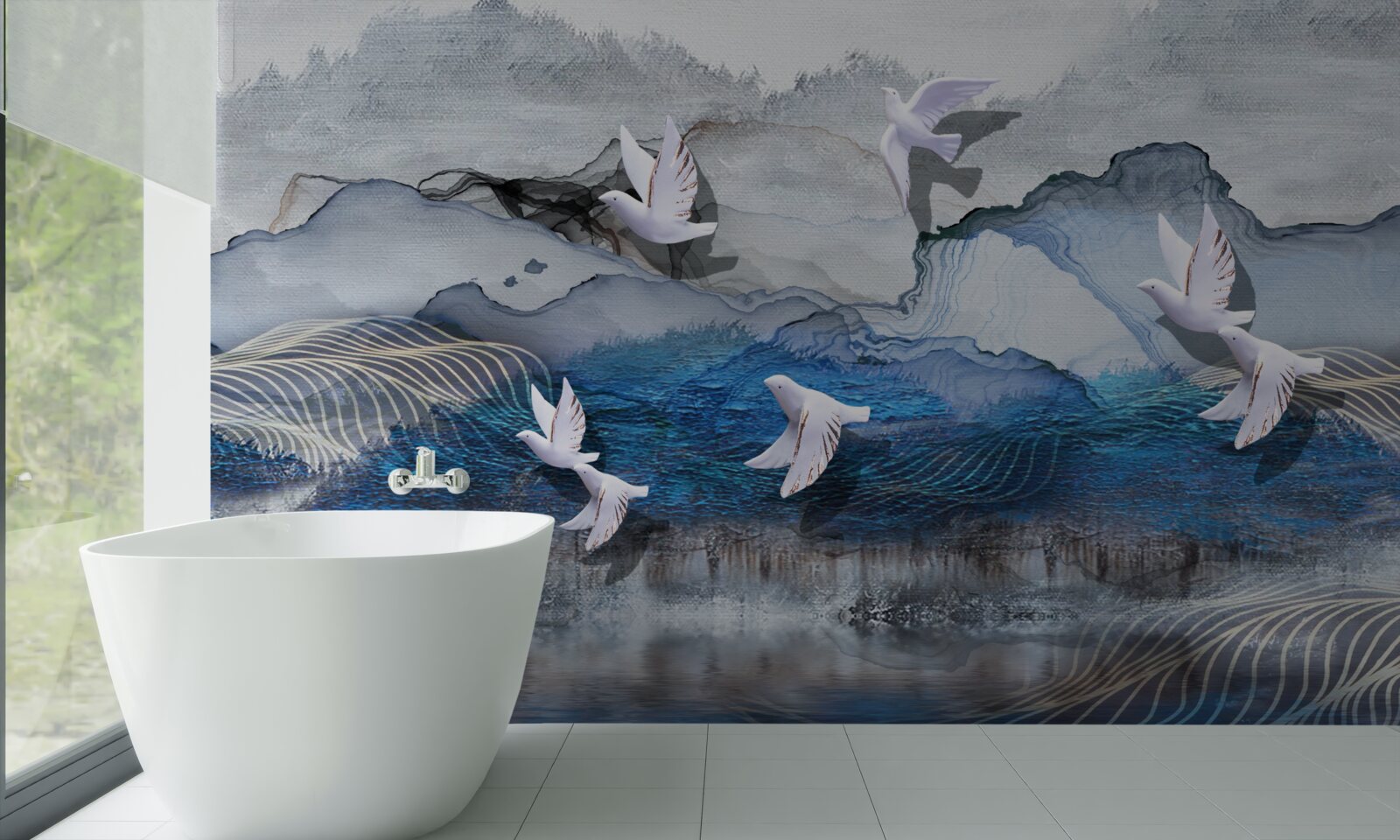 Fototapeta Labute lietajú nad búrkou