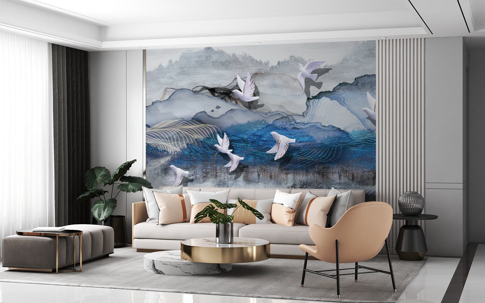 Fototapeta Labute lietajú nad búrkou