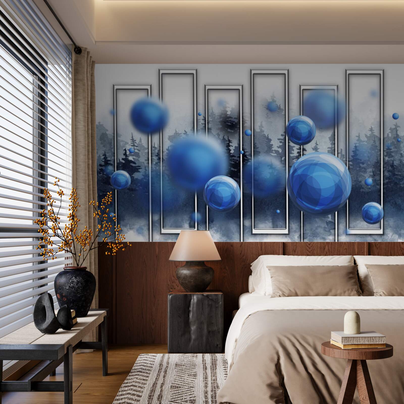 Fototapeta metafora modrých kvapiek dažďovej vlhkosti