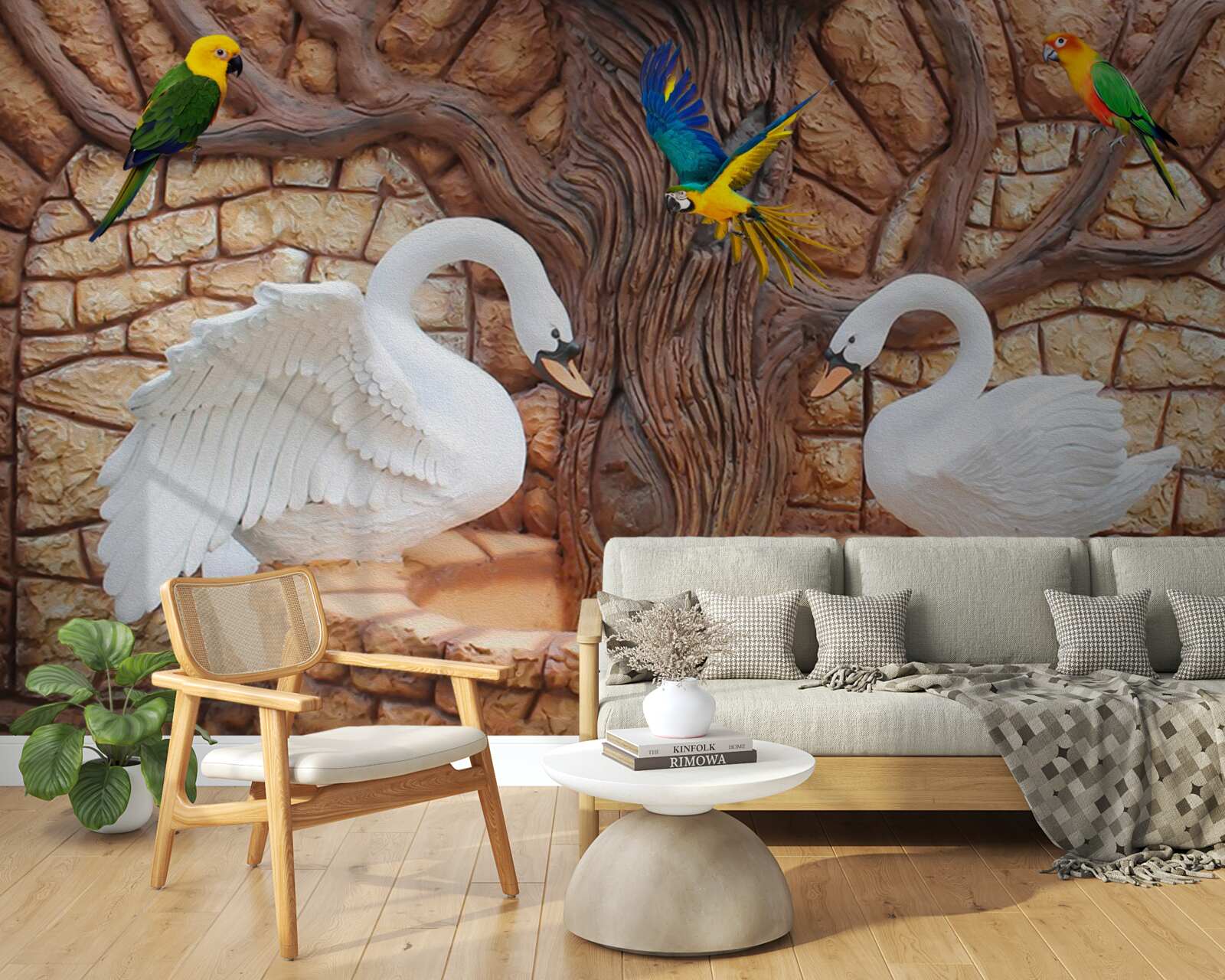 Fototapeta dve labute pri jazierku