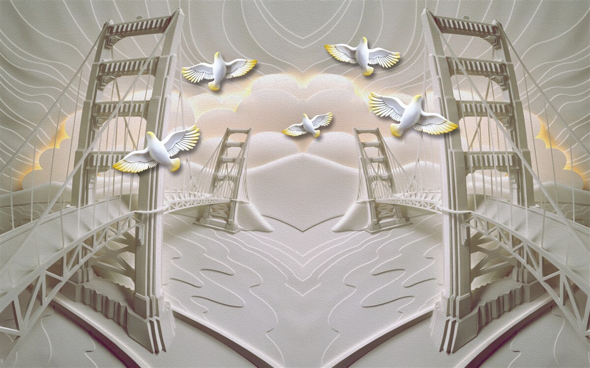 Fototapeta odraz labutí cez mosty