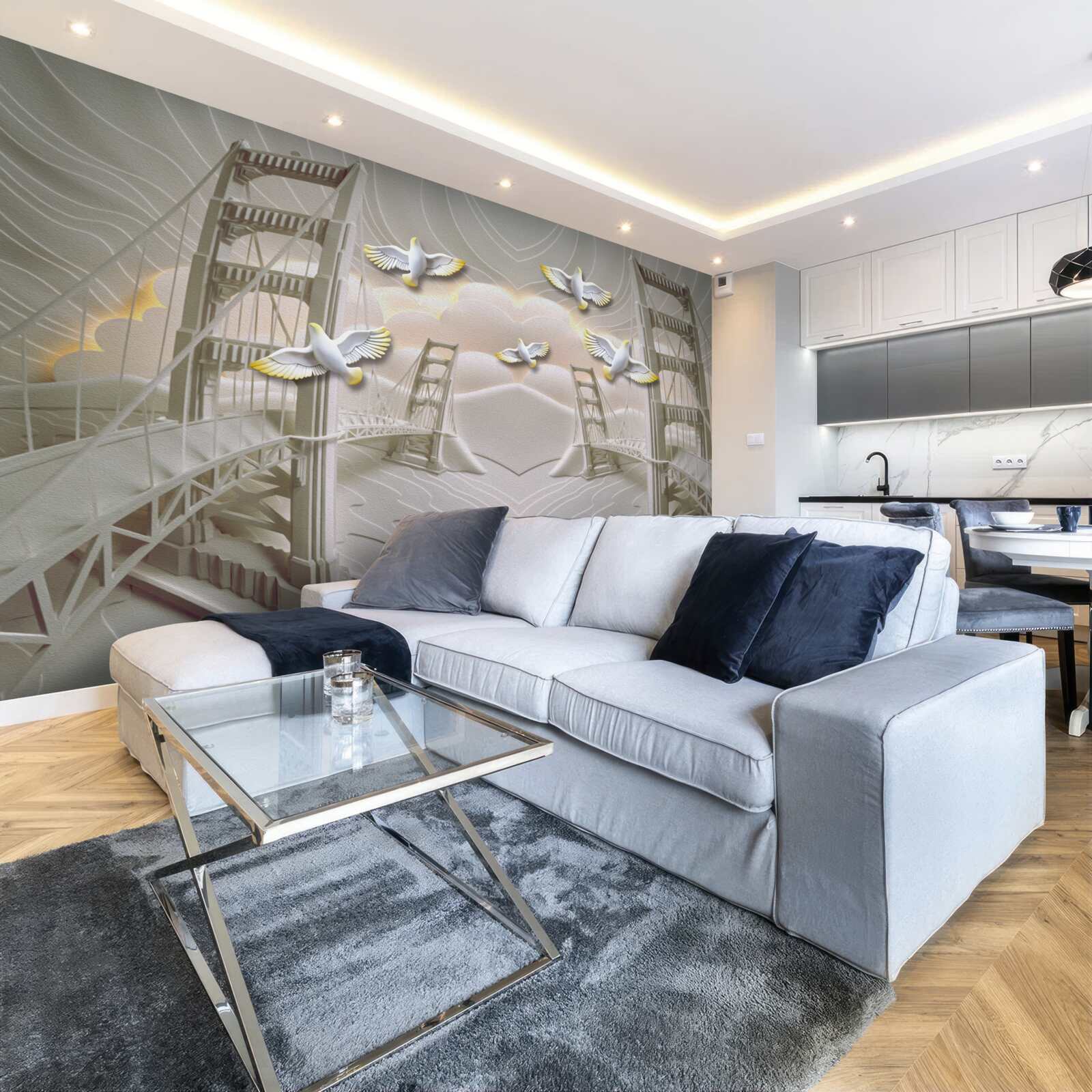 Fototapeta odraz labutí cez mosty