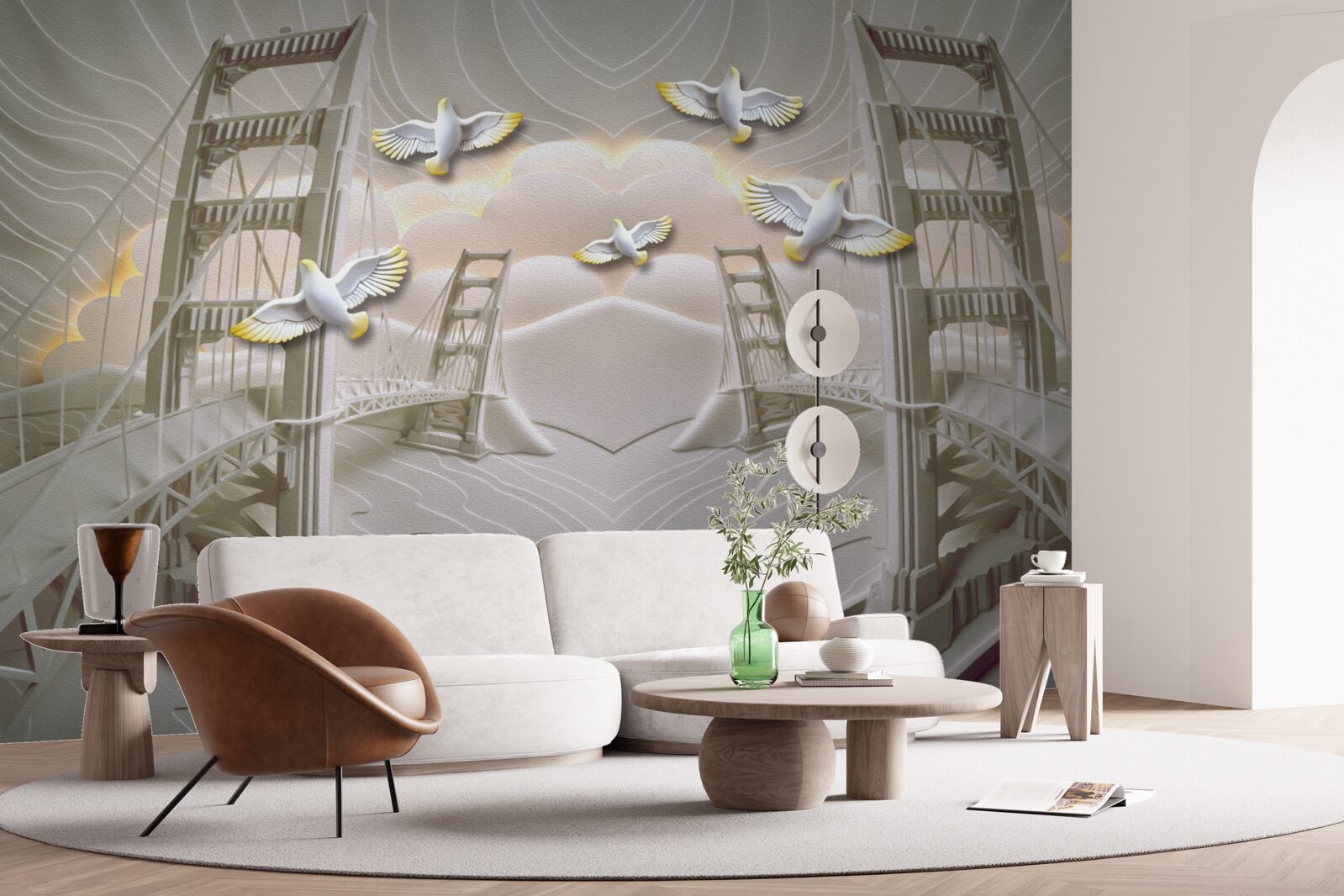 Fototapeta odraz labutí cez mosty