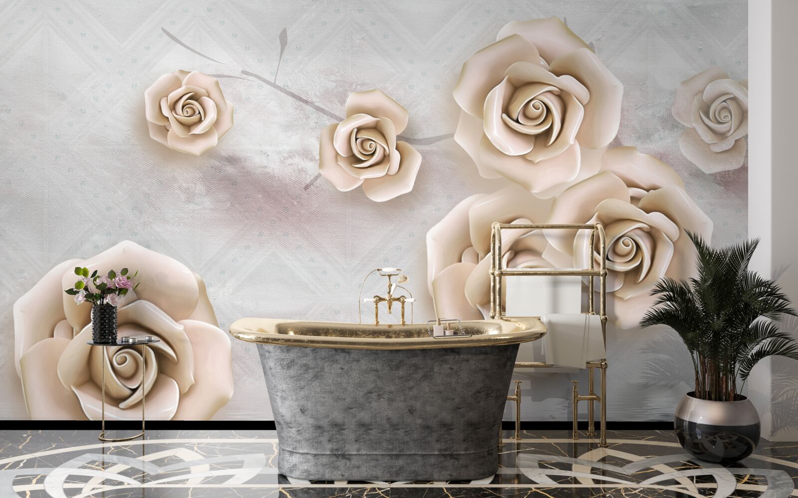 Fototapeta broskyňová ruža nad tekutinou