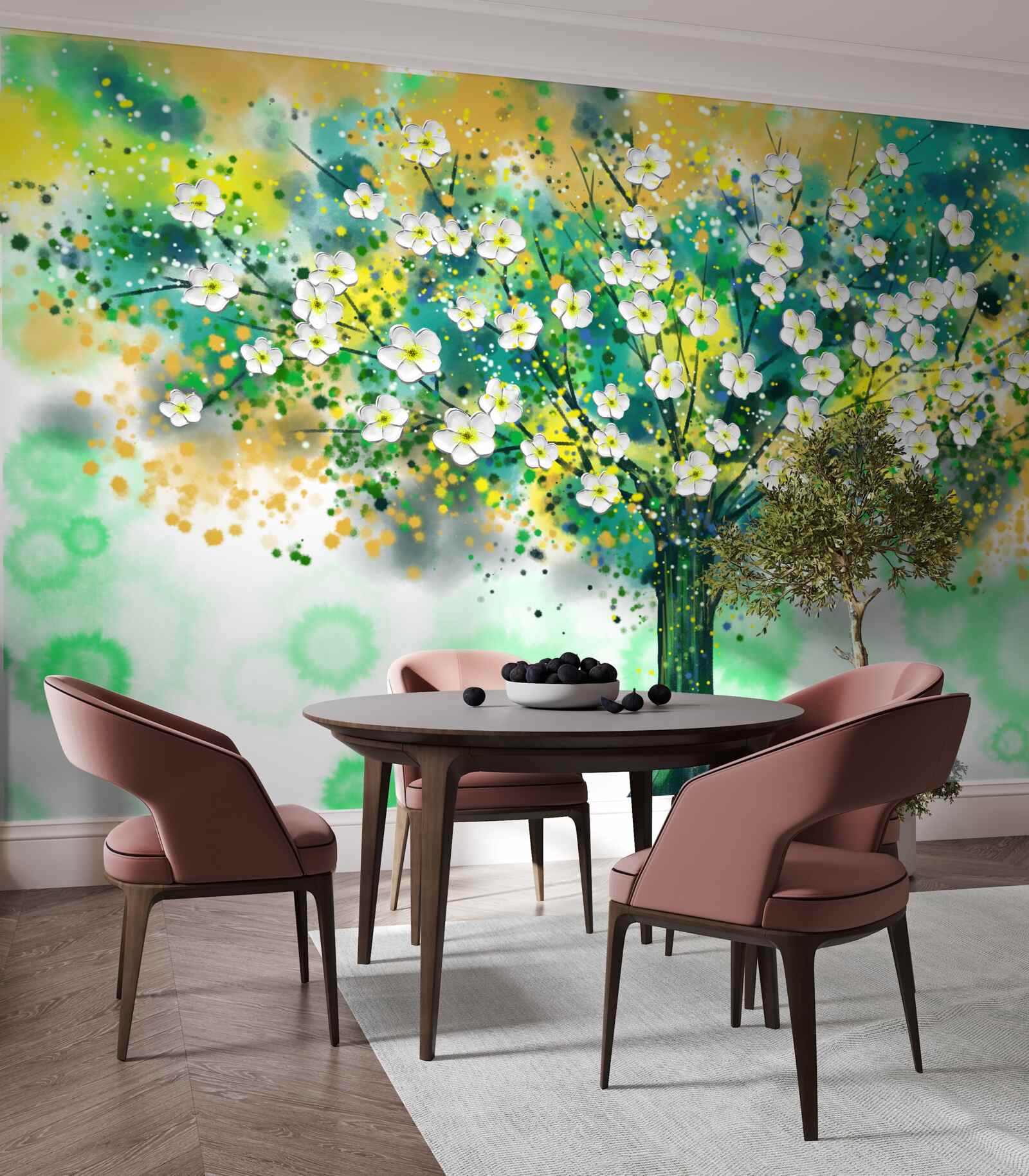 Fototapeta kvety rôznych odtieňov na rozkvitnutom strome