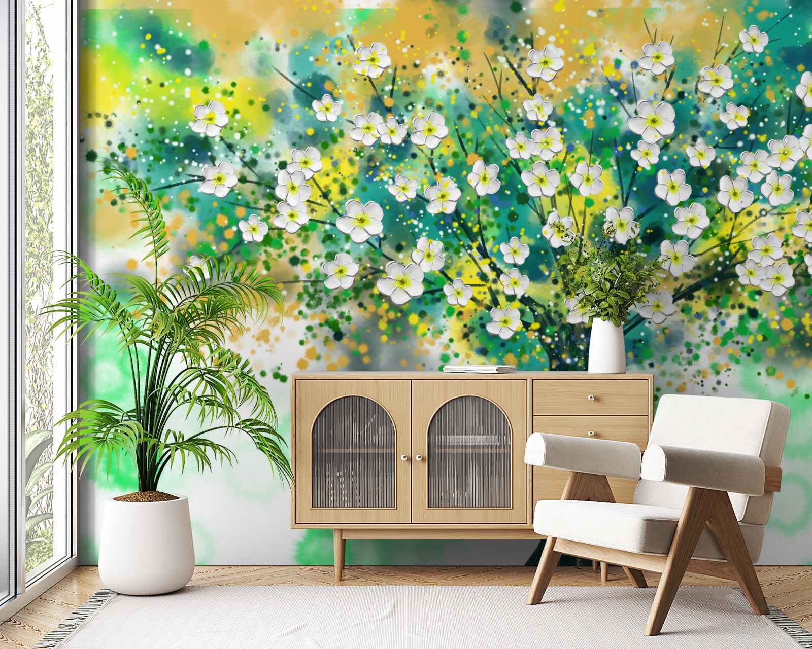 Fototapeta kvety rôznych odtieňov na rozkvitnutom strome