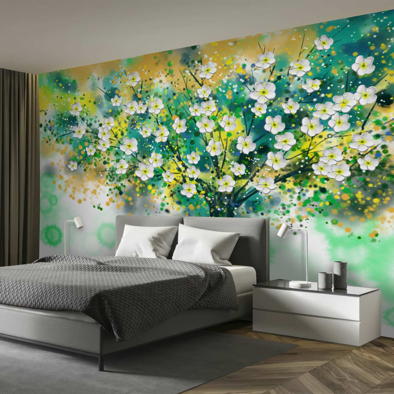 Fototapeta kvety rôznych odtieňov na rozkvitnutom strome