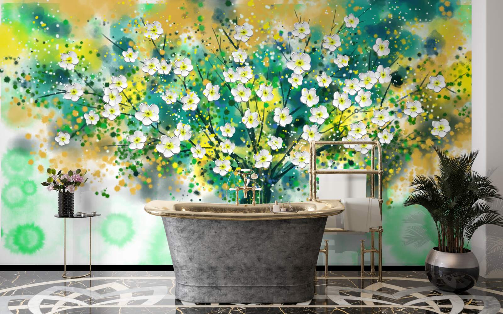 Fototapeta kvety rôznych odtieňov na rozkvitnutom strome