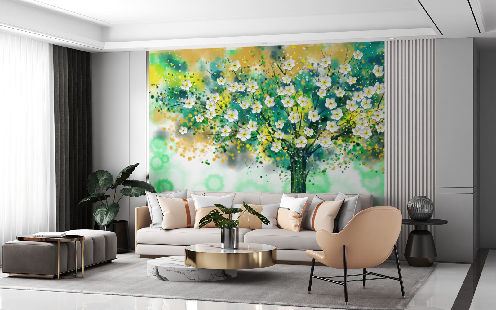 Fototapeta kvety rôznych odtieňov na rozkvitnutom strome