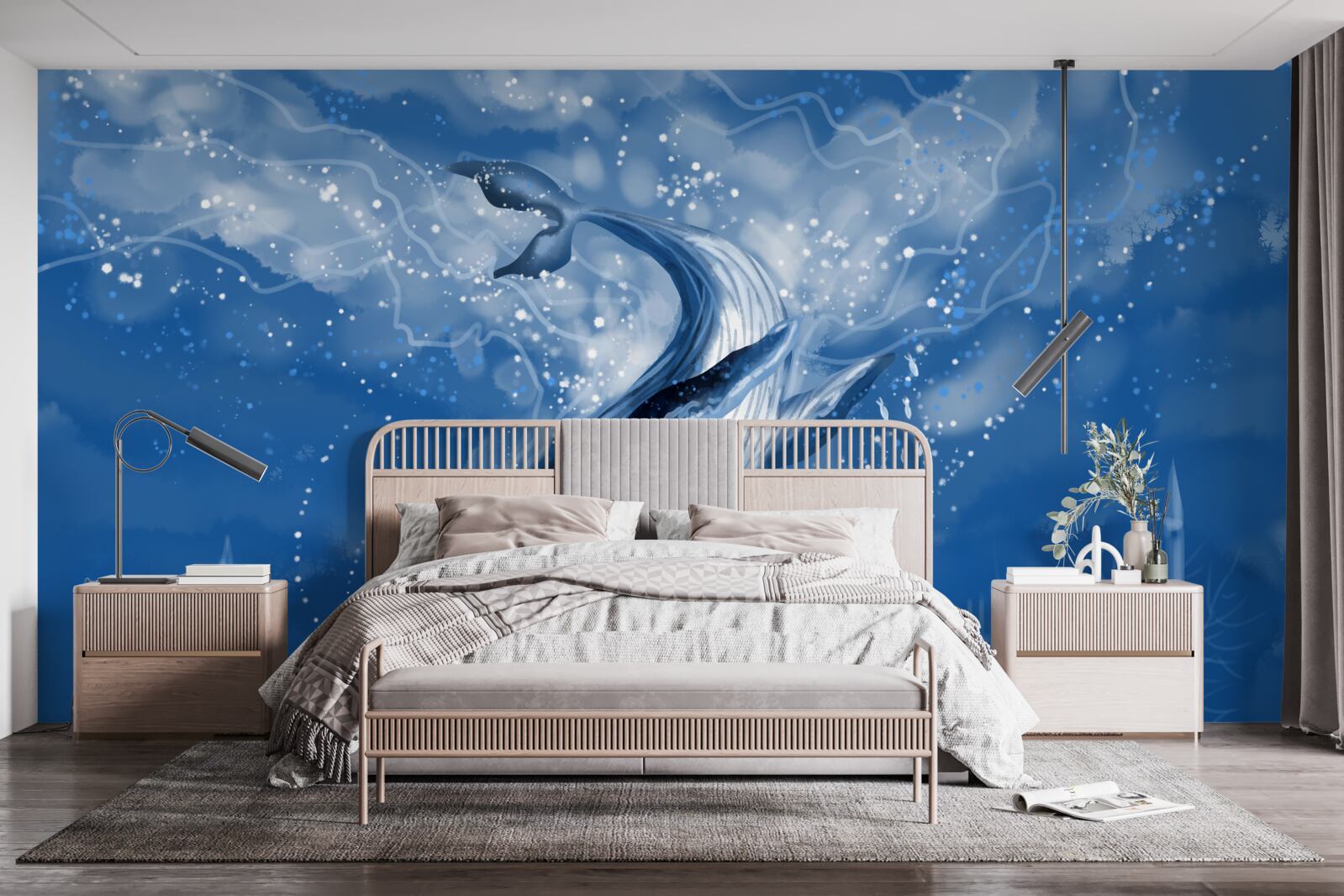 Fototapeta oceánska priepasť a modrá veľryba