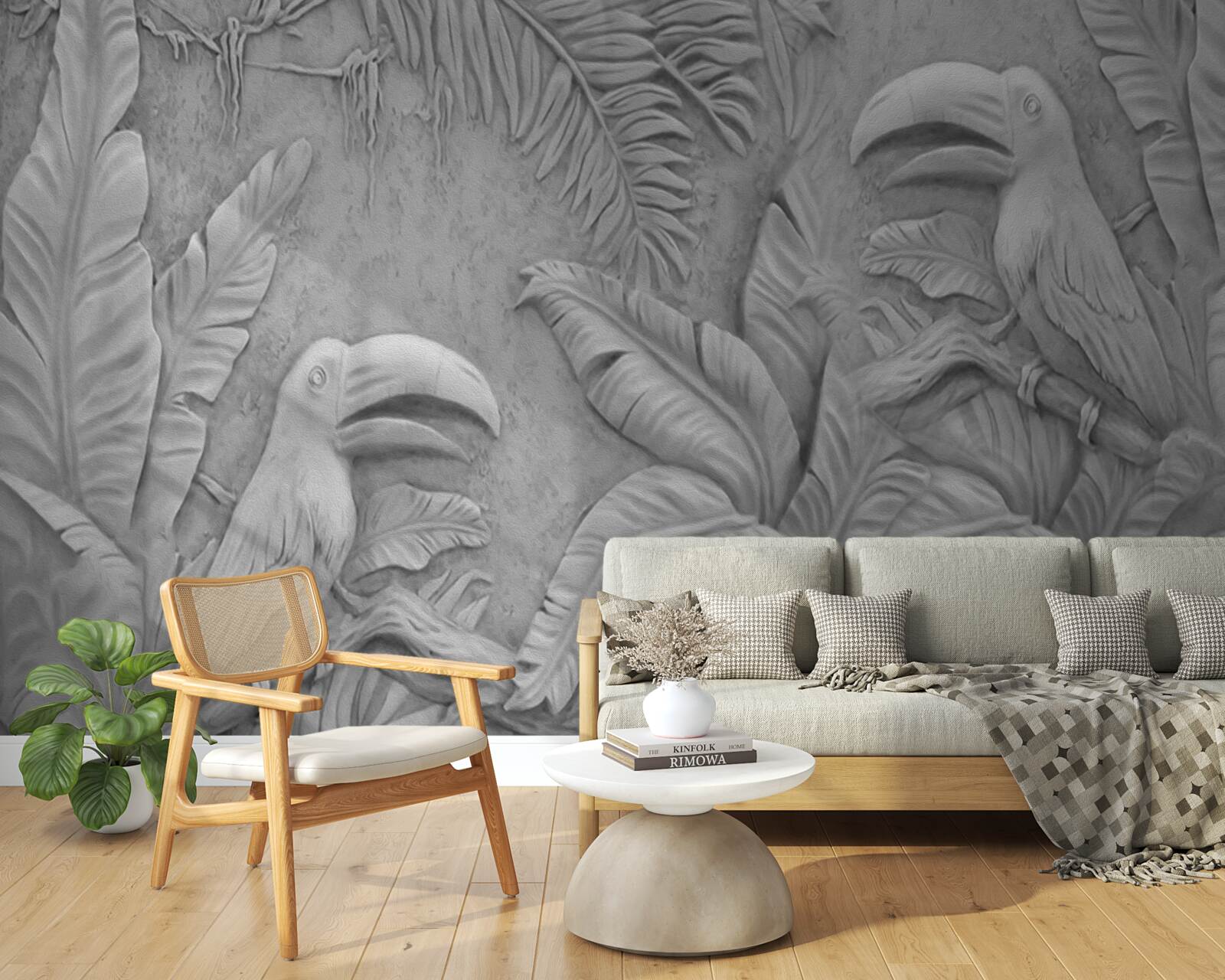 Fototapeta basreliéf tropických vtákov v lese