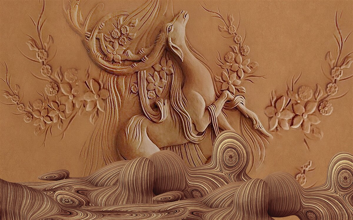 Fototapeta krásny basreliéf zobrazujúci kozu žijúcu v horách