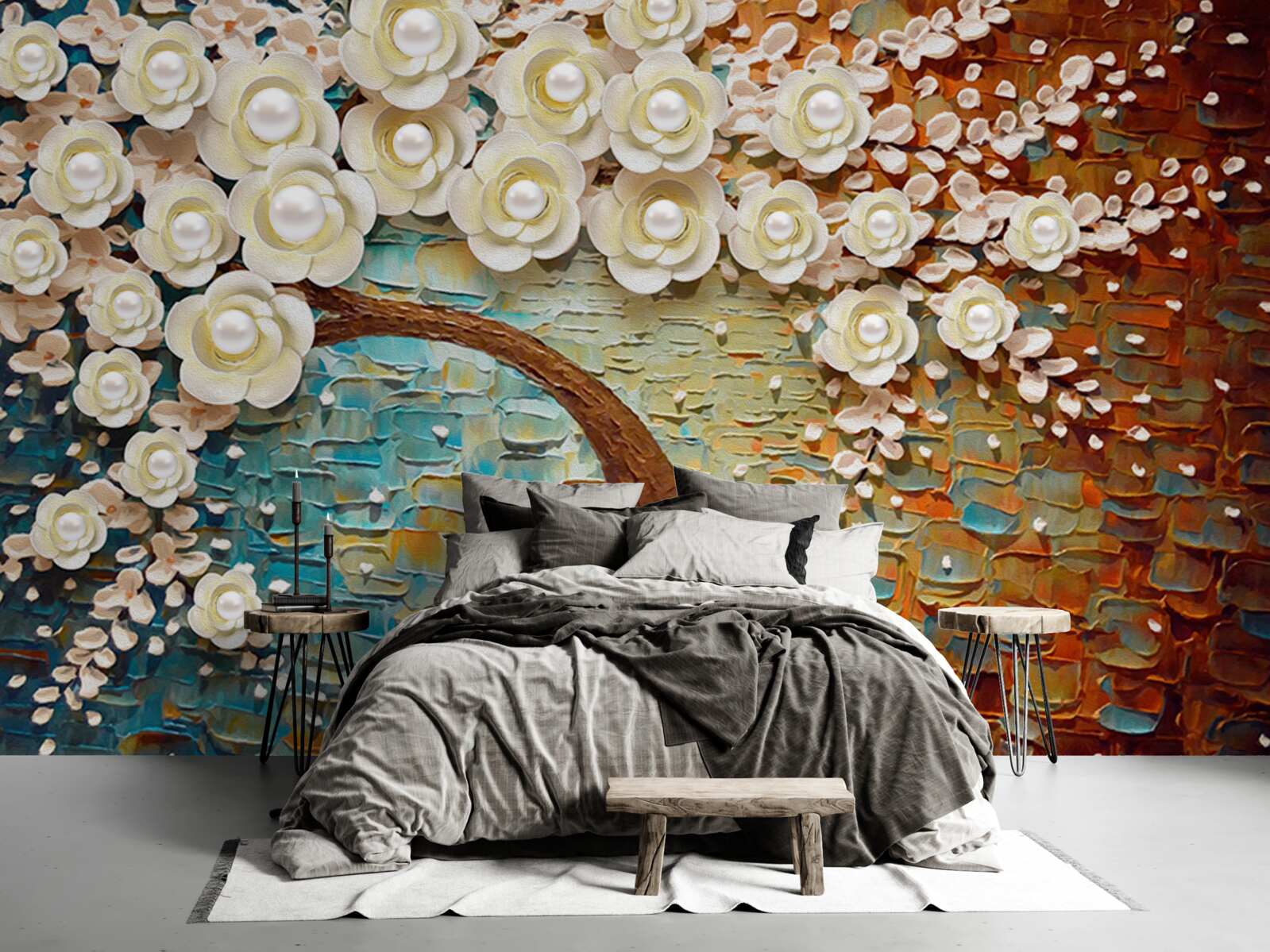 Fototapeta strom s perleťovo bielymi kvetmi